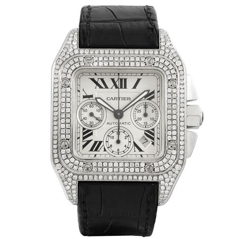 cartier watch santos diamond|cartier santos 100 chrono.